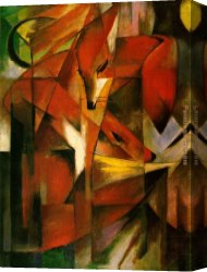 Marc Canvas Paintings - Foxes by Franz Marc