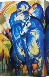 Marc Canvas Paintings - Group of Horses by Franz Marc