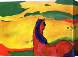 Landscape with Factory Canvas Paintings - Horse in a Landscape by Franz Marc