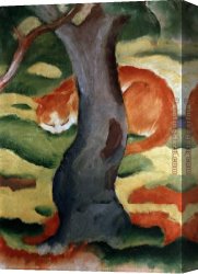 Franz Canvas Paintings - Katze unter einem Baum by Franz Marc