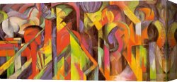 Marc Canvas Paintings - Stables by Franz Marc