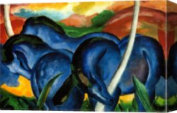 Marc Canvas Paintings - The Large Blue Horses by Franz Marc