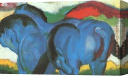 Marc Canvas Paintings - The Little Blue Horses by Franz Marc