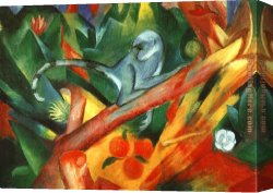 Marc Canvas Paintings - The Monkey by Franz Marc