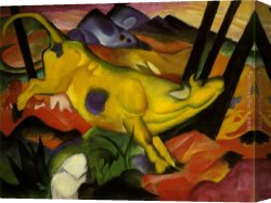 Marc Canvas Paintings - yellow cow by Franz Marc
