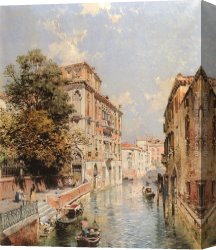 Richards Canvas Paintings - A View in Venice, Rio S. Marina by Franz Richard Unterberger