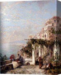 Amalfi Dia Cappuccini 1 Canvas Paintings - Die Amalfi Kuste by Franz Richard Unterberger