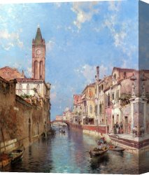 Richards Canvas Paintings - Rio St. Barnaba, Venice by Franz Richard Unterberger