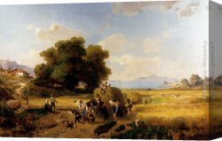 Richards Canvas Paintings - The Last Day Of The Harvest by Franz Richard Unterberger