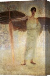 Flaming Canvas Paintings - Angel with the Flaming Sword by Franz von Stuck