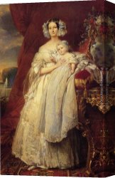 The Ugly Duchess Canvas Paintings - Helene Louise Elizabeth de Mecklembourg Schwerin, Duchess D'Orleans with Prince Louis Philippe Albert D'Orleans, Comte de Paris by Franz Xavier Winterhalter