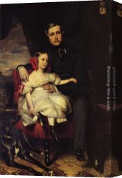 Prince Canvas Paintings - Napoleon Alexandre Louis Joseph Berthier, Prince de Wagram and his Daughter, Malcy Louise Caroline Frederique by Franz Xavier Winterhalter