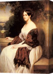 Wife Canvas Paintings - Portrait of Madame Ackerman, the wife of the Chief Finance Minister of King Louis Philippe by Franz Xavier Winterhalter