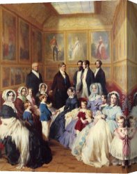 Prince Canvas Paintings - Queen Victoria and Prince Albert with the Family of King Louis Philippe at the Chateau D'Eu by Franz Xavier Winterhalter