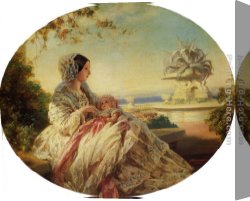 Prince Canvas Paintings - Queen Victoria with Prince Arthur by Franz Xavier Winterhalter