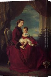 Prince Canvas Paintings - The Empress Eugenie Holding Louis Napoleon, the Prince Imperial on her Knees by Franz Xavier Winterhalter