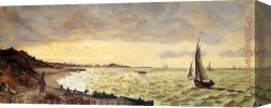 Seascape Canvas Paintings - Seascape, The Beach at Sainte-Adresse by Frederic Bazille