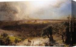 Edwin Canvas Paintings - Jerusalem from the Mount of Olives by Frederic Edwin Church