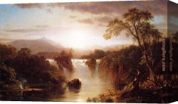 Evening Landscape at East Bergholt Canvas Paintings - Landscape with Waterfall by Frederic Edwin Church