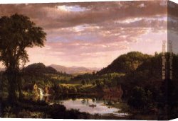 Edwin Canvas Paintings - New England Landscape by Frederic Edwin Church
