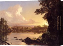 Scene Canvas Paintings - Scene on the Catskill Creek, New York by Frederic Edwin Church