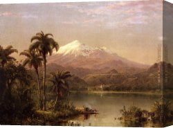 Edwin Canvas Paintings - Tamaca Palms by Frederic Edwin Church