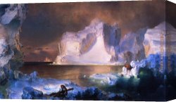 Edwin Canvas Paintings - The Icebergs by Frederic Edwin Church