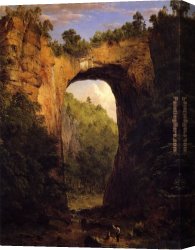 Waterlilies And Japanese Bridge Canvas Paintings - The Natural Bridge by Frederic Edwin Church