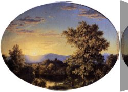 Hunter Mountain, Twilight Canvas Paintings - Twilight among the Mountains by Frederic Edwin Church