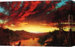Hunter Mountain, Twilight Canvas Paintings - Twilight in the Wilderness by Frederic Edwin Church