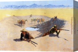 Hole Canvas Paintings - Fight for the Water Hole by Frederic Remington