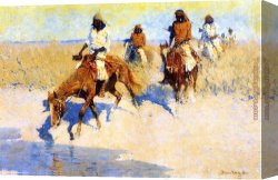 Deserted Canvas Paintings - Pool in the Desert by Frederic Remington