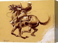 The Ugly Duchess Canvas Paintings - Ugly Oh The Wild Charge He Made by Frederic Remington