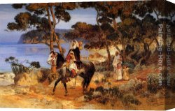 Frederick Arthur Bridgman Canvas Paintings - A Coastal Trail by Frederick Arthur Bridgman