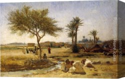 Frederick Arthur Bridgman Canvas Paintings - An Arab Village by Frederick Arthur Bridgman