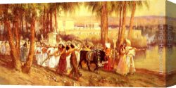 Frederick Arthur Bridgman Canvas Paintings - An Egyptian Procession by Frederick Arthur Bridgman