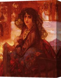 Frederick Arthur Bridgman Canvas Paintings - Harem Girl by Frederick Arthur Bridgman