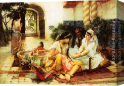 Frederick Arthur Bridgman Canvas Paintings - In a Village, El Biar, Algeria by Frederick Arthur Bridgman