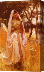 Frederick Arthur Bridgman Canvas Paintings - La Jeune Mauresque, Campagne D'Algiers by Frederick Arthur Bridgman
