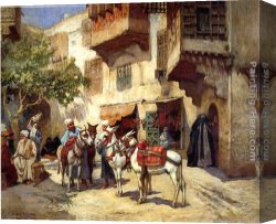 Frederick Arthur Bridgman Canvas Paintings - Marketplace in North Africa by Frederick Arthur Bridgman