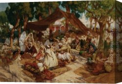 Frederick Arthur Bridgman Canvas Paintings - North African Market by Frederick Arthur Bridgman