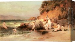 Frederick Arthur Bridgman Canvas Paintings - The Bathing Beauties by Frederick Arthur Bridgman