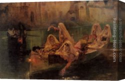 Frederick Arthur Bridgman Canvas Paintings - The Harem Boats by Frederick Arthur Bridgman