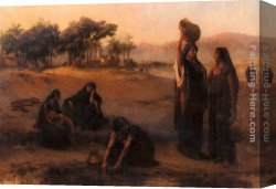 Frederick Arthur Bridgman Canvas Paintings - Women Drawing Water From The Nile by Frederick Arthur Bridgman