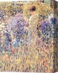 The Lady of Shalott Canvas Paintings - Lady in a Garden by Frederick Carl Frieseke