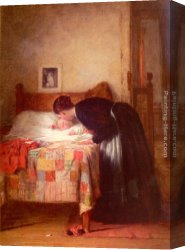 The Kiss Canvas Paintings - A Kiss Goodnight by Frederick Daniel Hardy