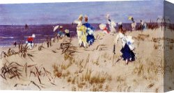 Two Women Running on The Beach The Race Canvas Paintings - Elegant Women On The Beach by Frederick Hendrik Kaemmerer