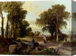 Conversation Canvas Paintings - A Wayside Conversation by Frederick William Hulme