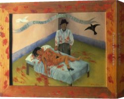 Frida Canvas Paintings - A Few Small Nips by Frida Kahlo