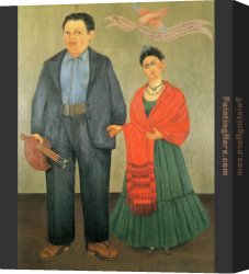 Frida Canvas Paintings - Frida and Diego Rivera by Frida Kahlo